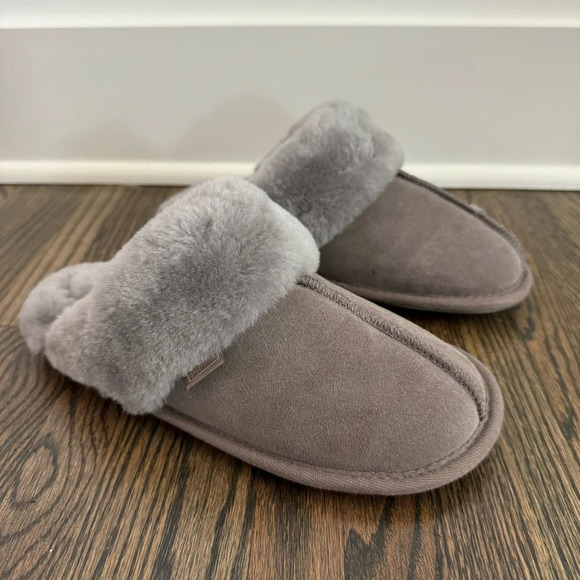 Just Sheepskin grey fur lined slippers size 38/39EUR 8/9US - Picture 1 of 7